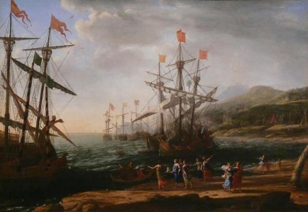 Marine With The Trojans Burning Their Boats by Claude Lorrain