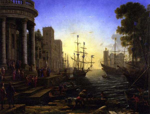 Seaport With The Embarkation Of Saint Ursula by Claude Lorrain