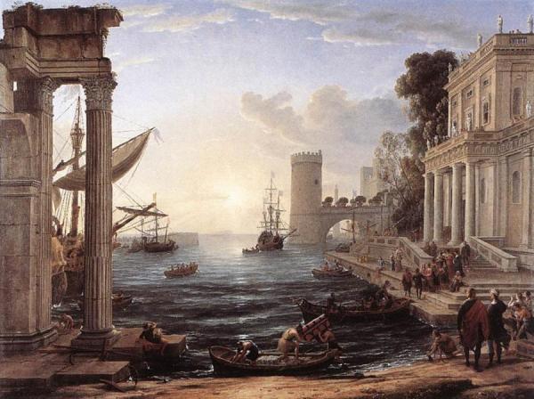 Seaport With The Embarkation Of The Queen Of Sheba by Claude Lorrain