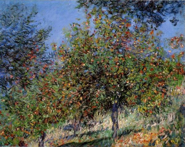 Apple Trees On The Chantemesle Hill by Claude Monet