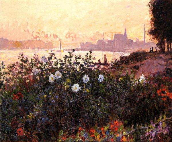Argenteuil, Flowers By The Riverbank by Claude Monet