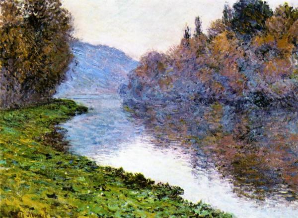 Banks Of The Seine At Jenfosse: Clear Weather by Claude Monet