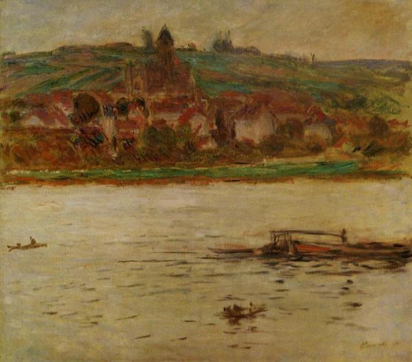Barge On The Seine At Vetheuil by Claude Monet