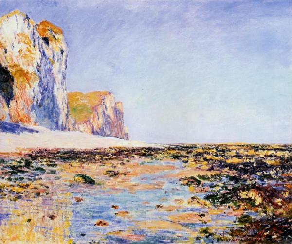 Beach And Cliffs At Pourville, Morning Effect by Claude Monet