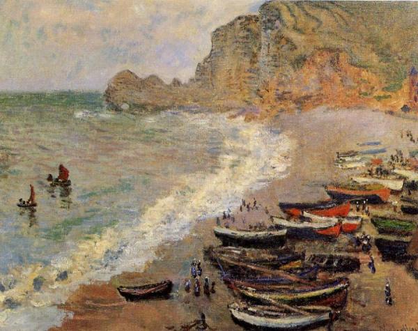 Beach At Etretat by Claude Monet