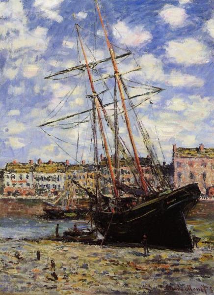 Boat At Low Tide At Fecamp by Claude Monet