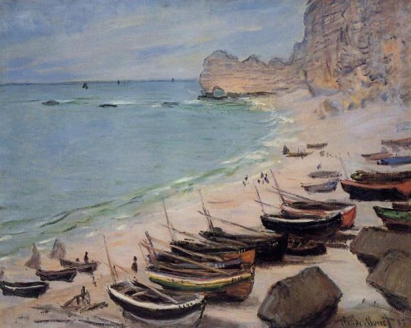 Boats On The Beach At Etretat by Claude Monet