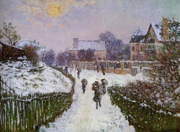 Boulevard St-denis, Argenteuil, Snow Effect by Claude Monet