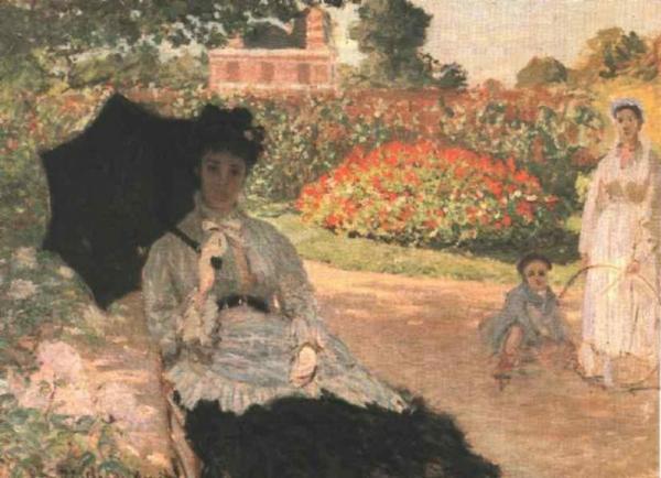 Camille In The Garden With Jean And His Nanny by Claude Monet