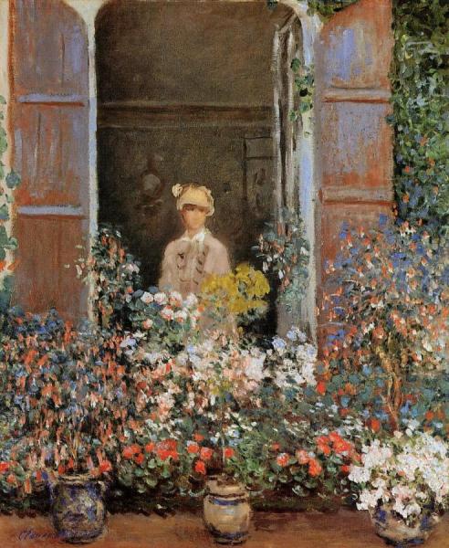 Camille Monet At The Window, Argenteuile by Claude Monet