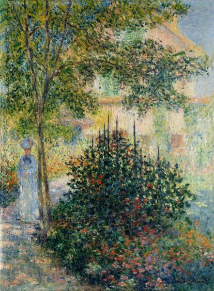 Camille Monet In The Garden At The House In Argenteuil by Claude Monet