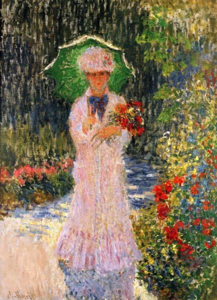 Camille With A Green Umbrella by Claude Monet