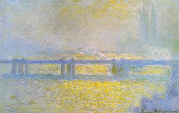 Charing Cross Bridge, Overcast Weather by Claude Monet