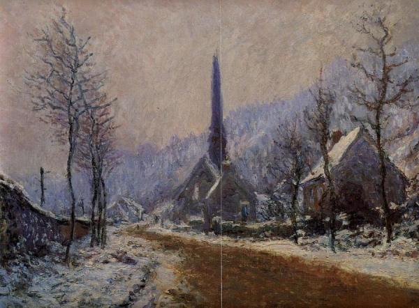 Church At Jeufosse, Snowy Weather by Claude Monet Oil Painting Reproductions