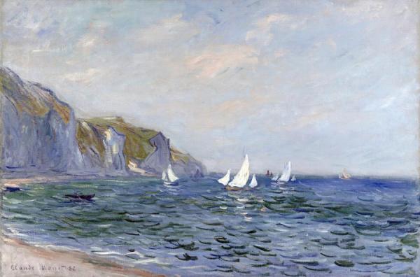 Cliffs And Sailboats At Pourville by Claude Monet