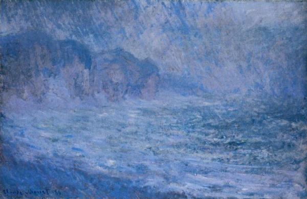 Cliffs At Pourville, Rain by Claude Monet