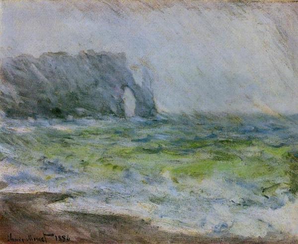 Etretat In The Rain by Claude Monet