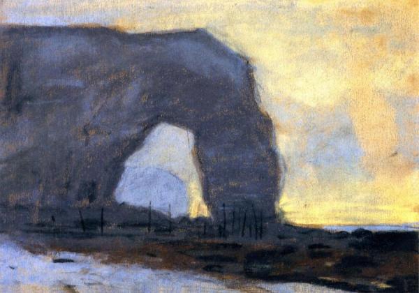 Étretat, The Manneporte At Low Tide by Claude Monet