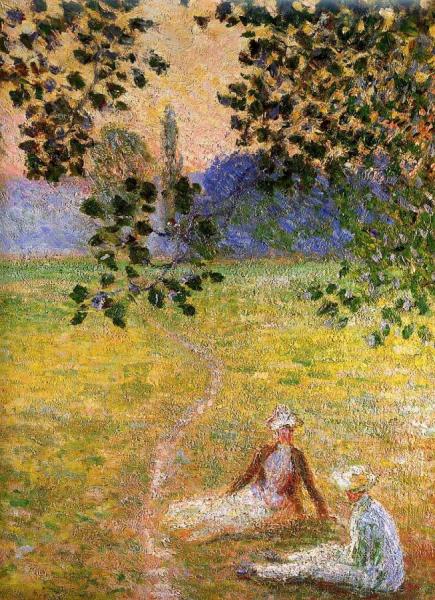 Evening In The Meadow At Giverny (detail) by Claude Monet