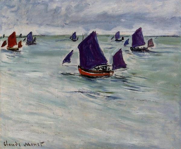 Fishing Boats Off Pourville by Claude Monet Oil Painting Reproductions