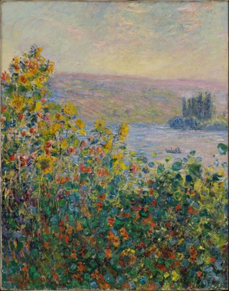 Flowerbeds At Vetheuil by Claude Monet