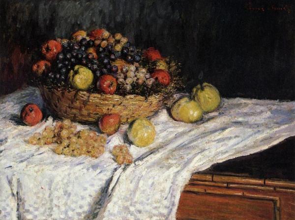 Fruit Basket With Apples And Grapes by Claude Monet