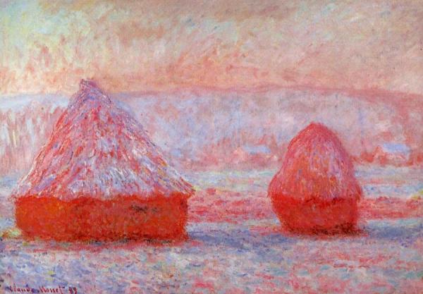 Grainstacks At Giverny, Morning Effect by Claude Monet