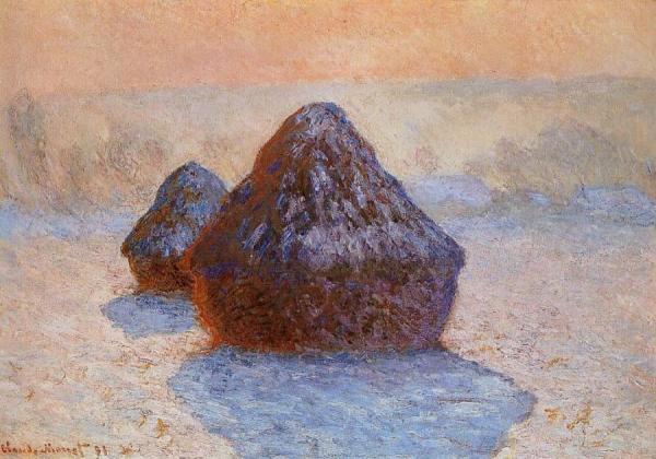 Grainstacks, White Frost Effect by Claude Monet