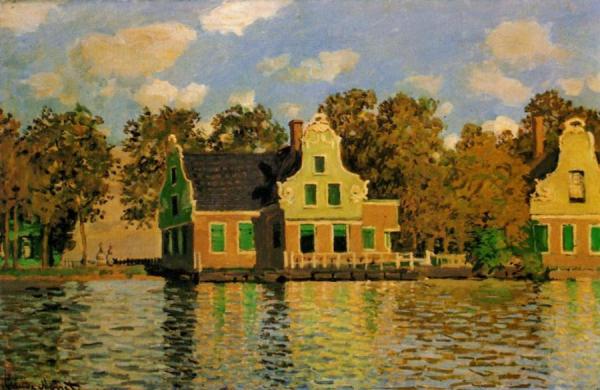 Houses On The Zaan River At Zaandam by Claude Monet