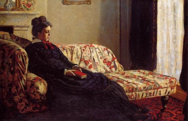 Meditation, Madame Monet Sitting On A Sofa by Claude Monet