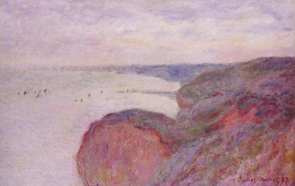 On The Cliff Near Dieppe, Overcast Skies by Claude Monet