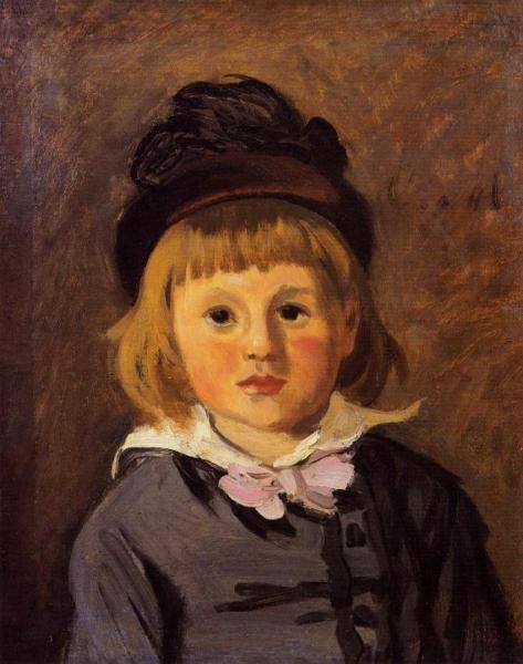 Portrait Of Jean Monet Wearing A Hat With A Pompom by Claude Monet