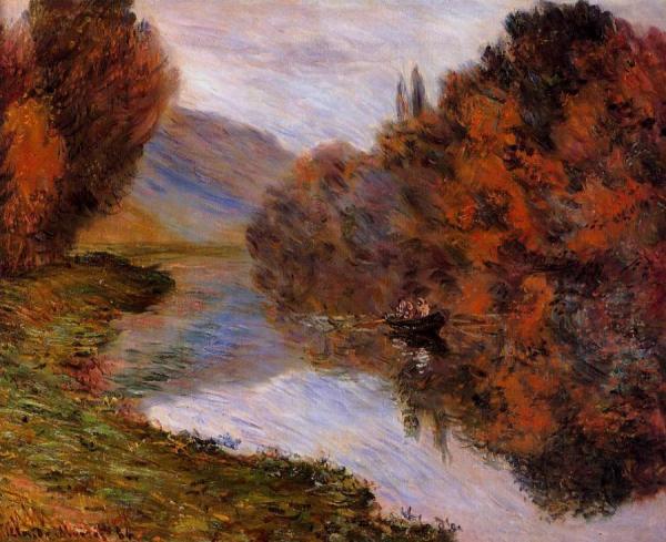 Rowboat On The Seine At Jeufosse by Claude Monet