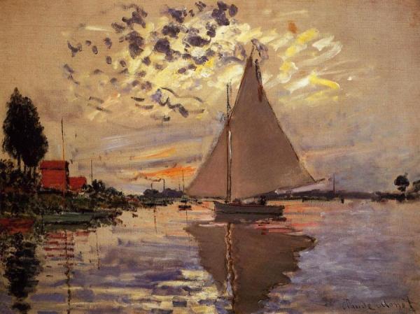 Sailboat At Le Petit-gennevilliers by Claude Monet