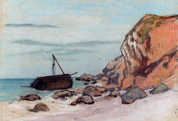 Saint-adresse, Beached Sailboat by Claude Monet