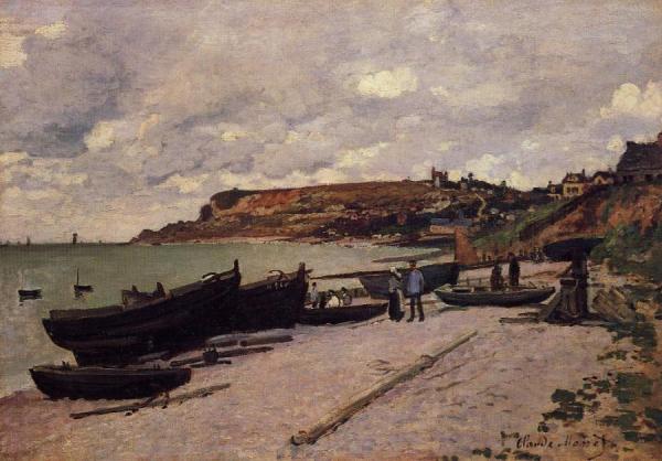 Sainte-adresse, Fishing Boats On The Shore by Claude Monet
