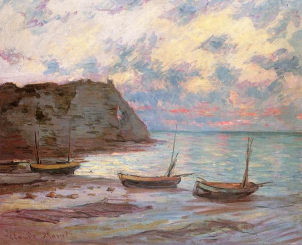 Claude Monet Sunset At Etretat