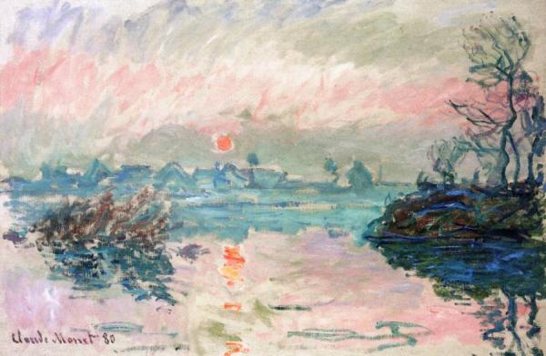 Sunset At Lavacourt by Claude Monet
