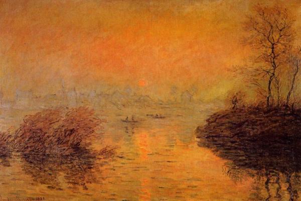 Sunset On The Seine At Lavacourt, Winter Effect by Claude Monet