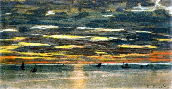 Sunset Over The Sea by Claude Monet