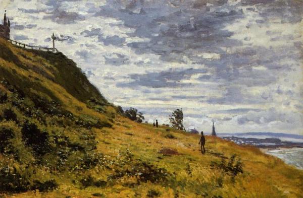 Taking A Walk On The Cliffs Of Sainte-adresse by Claude Monet