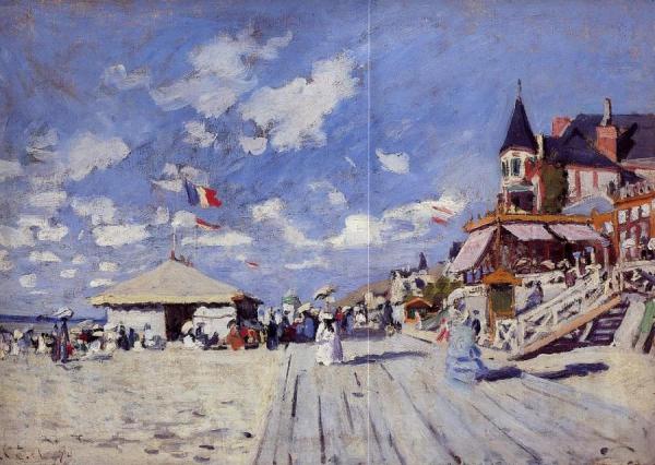The Boardwalk On The Beach At Trouville by Claude Monet