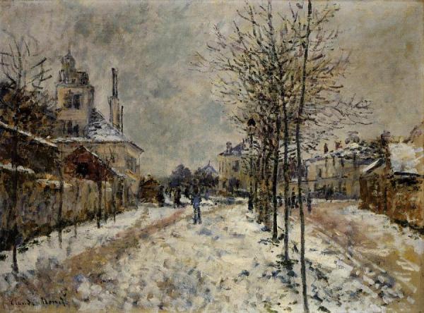 The Boulevard De Pontoise At Argenteuil, Snow Effect by Claude Monet