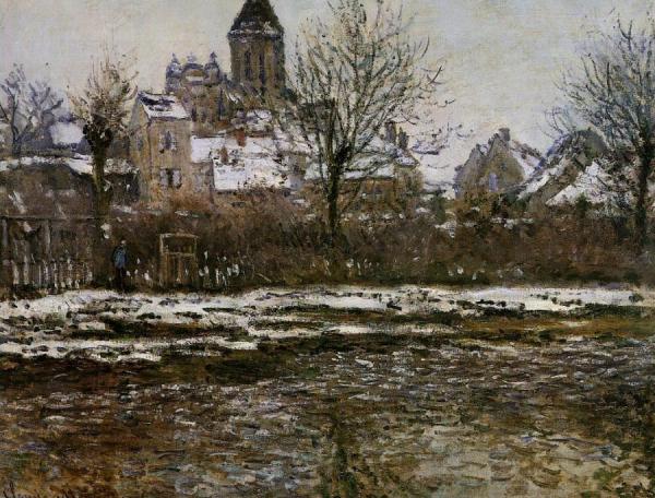 The Church At Vetheuil, Snow by Claude Monet