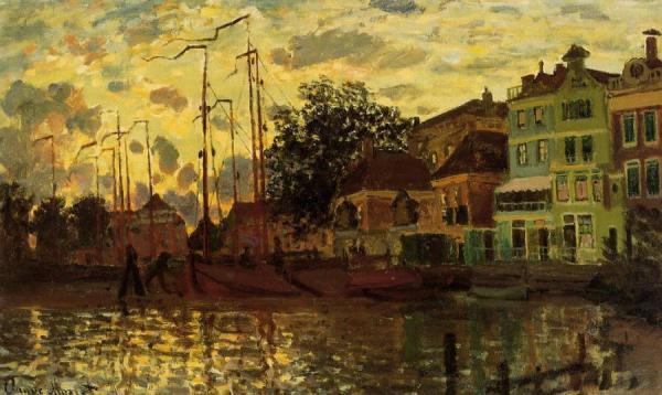 The Dike At Zaandam, Evening by Claude Monet