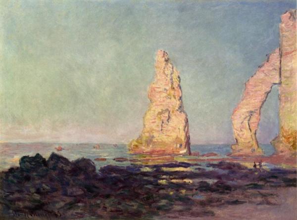 The Needle Of Etretat, Low Tide by Claude Monet
