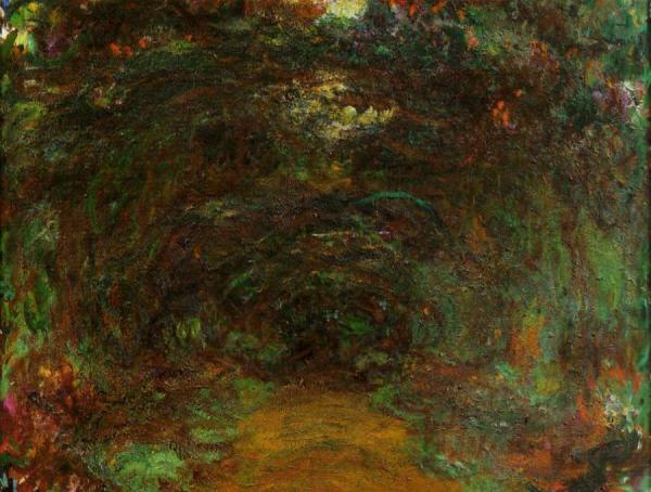 The Path Under The Rose Trellises, Giverny by Claude Monet