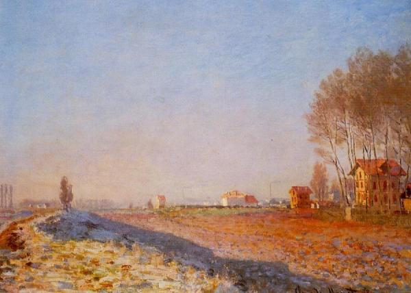 The Plain Of Colombes, White Frost by Claude Monet