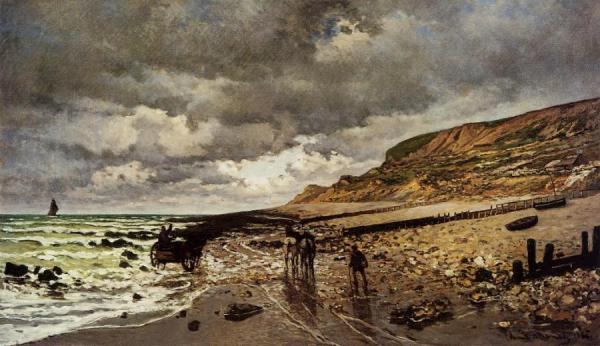 The Pointe De La Heve At Low Tide by Claude Monet