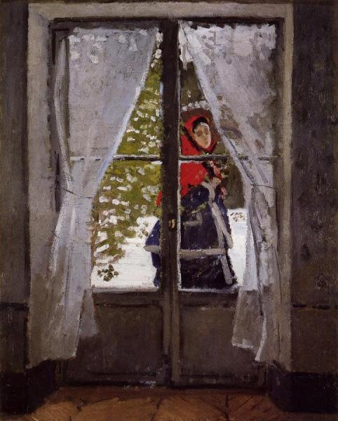 The Red Kerchief, Portrait Of Madame Monet by Claude Monet